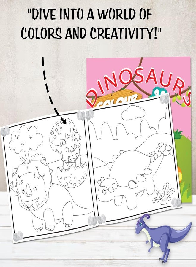 BRIJBASI Early Learning Dinosaur Colouring Fun Activities Art and Craft Suitcase for Kids - 1 Activity Book, 1 Sticker Book with 8 Full Size Colour Pencils - Ages 3+ Years - Image 3